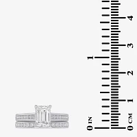 (G / Vs2-Si1) Womens 1 1/2 CT. T.W. Lab Grown White Diamond 10K Gold Side Stone Bridal Set