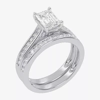 (G / Vs2-Si1) Womens 1 1/2 CT. T.W. Lab Grown White Diamond 10K Gold Side Stone Bridal Set