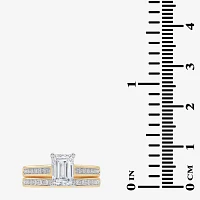 (G / Vs2-Si1) Womens 1 1/2 CT. T.W. Lab Grown White Diamond 10K Gold Side Stone Bridal Set