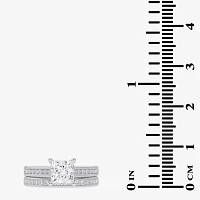 (G / Vs2-Si1) Womens 1 1/2 CT. T.W. Lab Grown White Diamond 10K Gold Side Stone Bridal Set