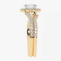 (G / Vs2-Si1) Womens 1 CT. T.W. Lab Grown White Diamond 14K Gold Oval Side Stone Engagement Ring