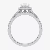 (G / Vs2-Si1) Womens 1 CT. T.W. Lab Grown White Diamond 14K Gold Pear Side Stone Halo Engagement Ring