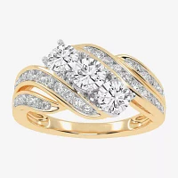 Love Lives Forever (G / Vs2-Si1) Womens 1 1/2 CT. T.W. Lab Grown White Diamond 10K Gold Side Stone 3-Stone Engagement Ring