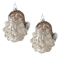 North Pole Trading Co. Glitter Santa Head Set 2-pc. Christmas Ornament