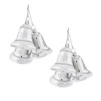 North Pole Trading Co. Silver Bells Set 2-pc. Christmas Ornament