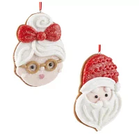 North Pole Trading Co. Cookie Santa And Mrs Claus Set 2-pc. Christmas Ornament