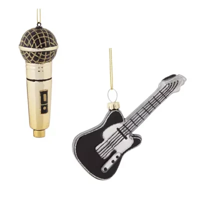 North Pole Trading Co. Guitar And Microphone Set 2-pc. Christmas Ornament