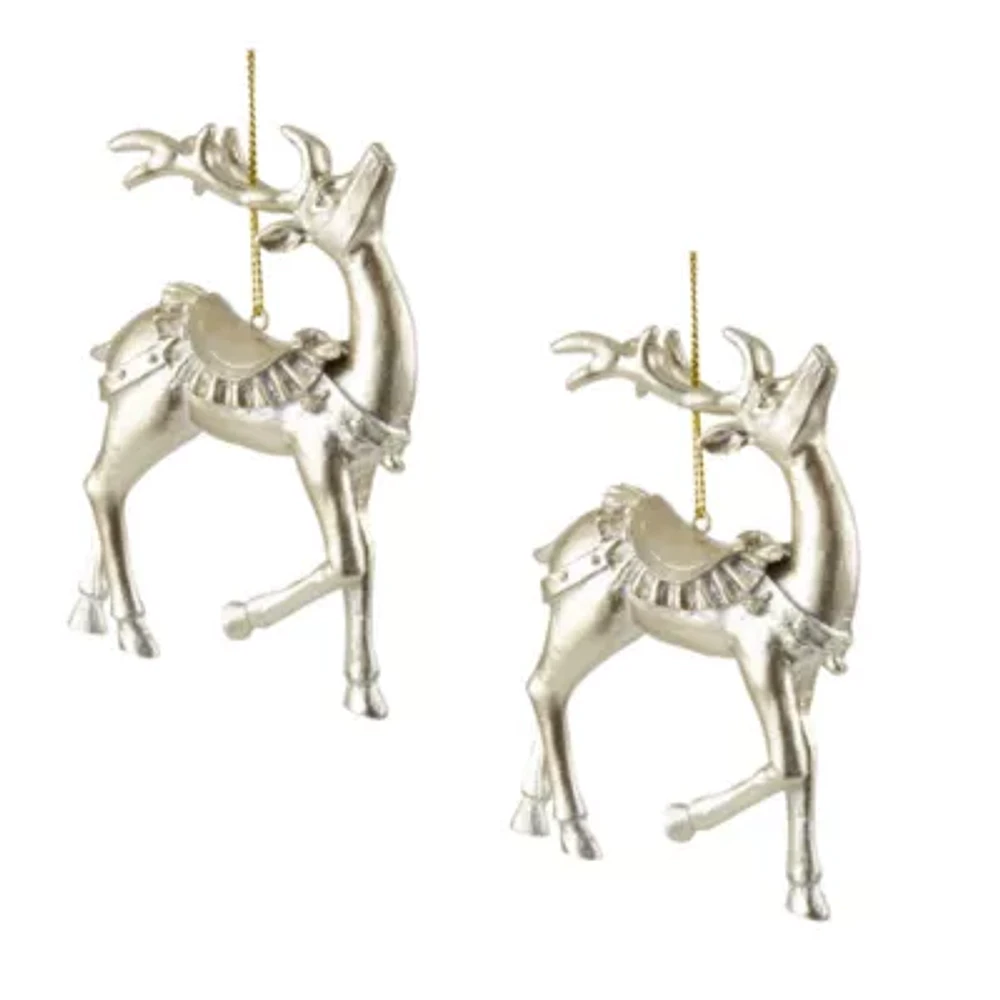 North Pole Trading Co. Gold Reindeer Set 2-pc. Christmas Ornament