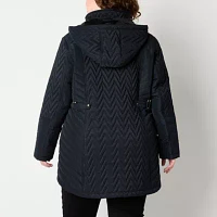 Gallery Womens Plus Removable Hood Midweight Quilted Jacket