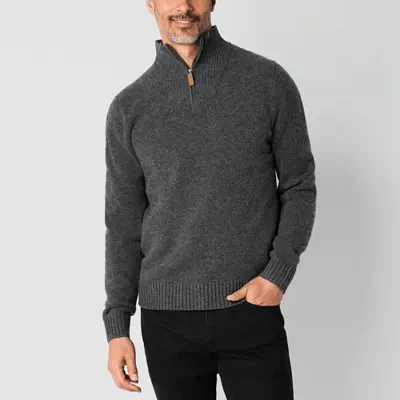 St. John's Bay Cozy Mens Long Sleeve Quarter-Zip Pullover