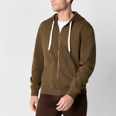 mutual weave Mens Long Sleeve Fleece Zipper Hoodie