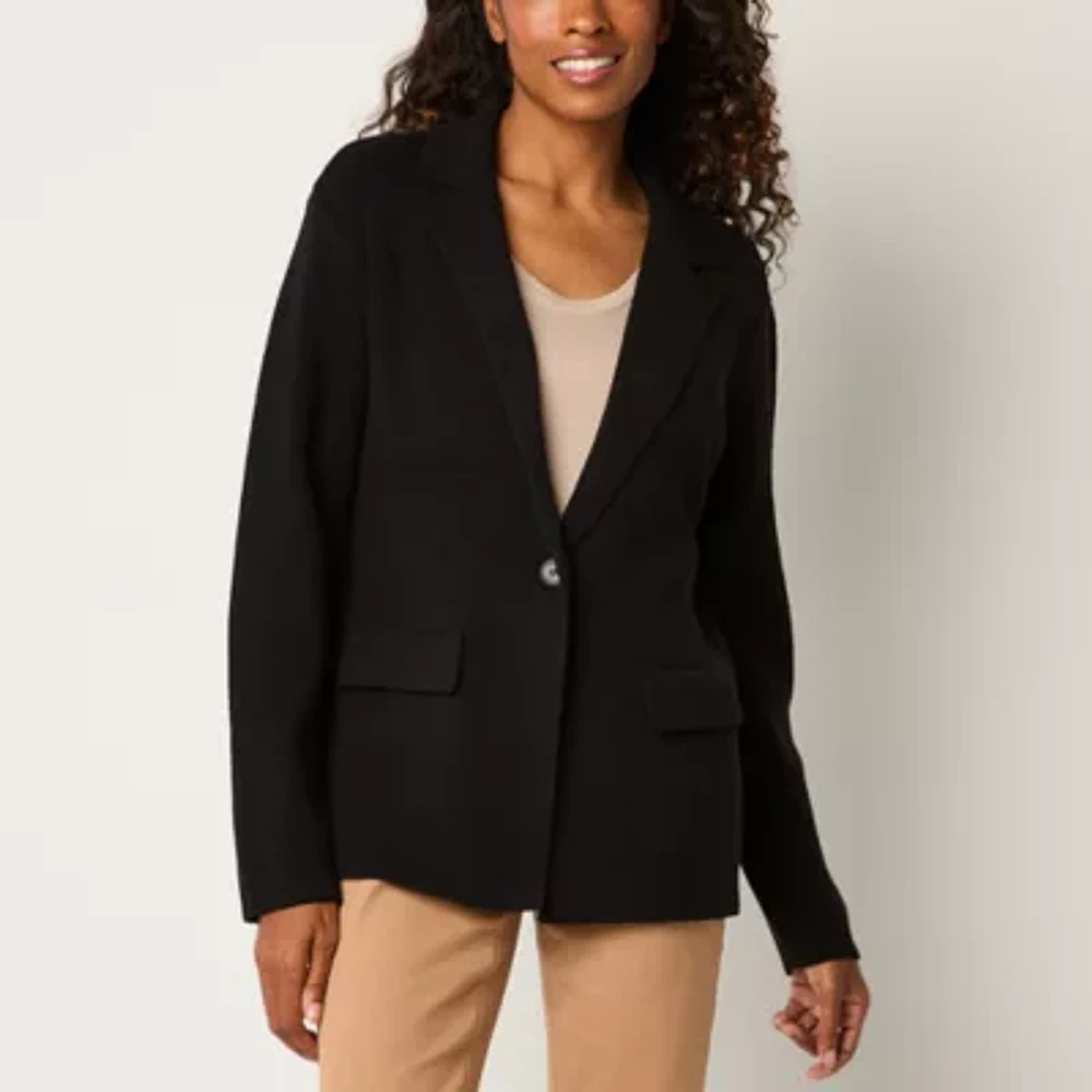 Liz Claiborne Blazer Womens Long Sleeve Button Cardigan