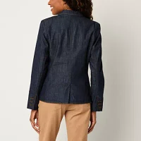 Liz Claiborne Blazer Midweight Denim Womens Work Jacket