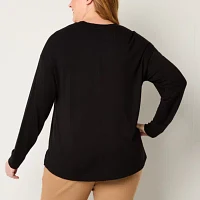 Liz Claiborne Womens Plus Crew Neck Long Sleeve T-Shirt