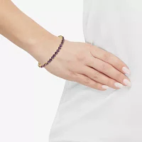 Womens Genuine Purple Amethyst 14K Gold 7 Inch Tennis Bracelet