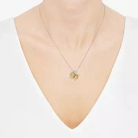 Owl Womens Diamond Accent Genuine Yellow Citrine Sterling Silver 18 Inch Pendant Necklace