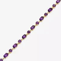 Womens Genuine Purple Amethyst 18K Gold Over Silver Oval 7.25 Inch Tennis Bracelet