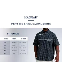 Haggar Linen Blend Big and Tall Mens Regular Fit Short Sleeve Button-Down Shirt