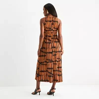 Worthington Womens Sleeveless Geometric Midi Maxi Dress