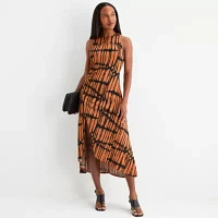 Worthington Womens Sleeveless Geometric Midi Maxi Dress