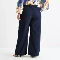 Worthington - Plus Womens High Rise Wide Leg Jean