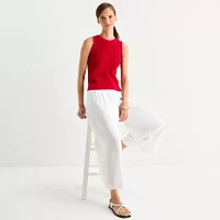 Worthington Womens Crew Neck Sleeveless Pullover Sweater