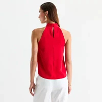 Worthington Womens Sleeveless Mock Neck Top