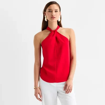 Worthington Womens Sleeveless Mock Neck Top