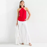 Worthington Womens Sleeveless Mock Neck Top