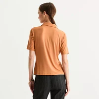 Worthington Womens Short Sleeve Regular Fit Button-Down Shirt