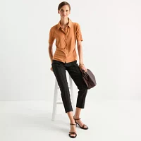 Worthington Womens Short Sleeve Regular Fit Button-Down Shirt