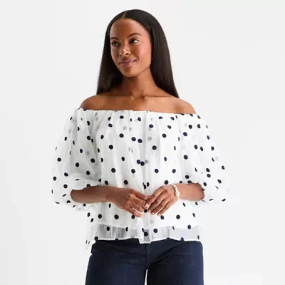 Worthington Womens Off The Shoulder Blouse