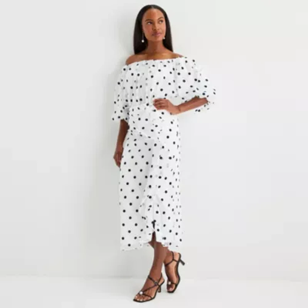 Worthington Womens Shirred Midi Skirt