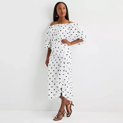 Worthington Womens Shirred Midi Skirt