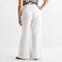 Worthington-Plus Womens Regular Fit Wide Leg Trouser
