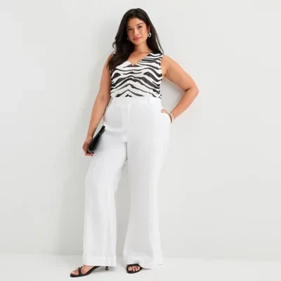 Worthington-Plus Womens Regular Fit Wide Leg Trouser
