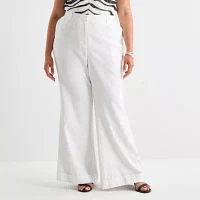 Worthington-Plus Womens Regular Fit Wide Leg Trouser
