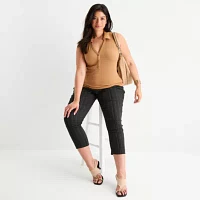 Worthington Womens Plus Y Neck Sleeveless Tank Top