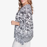 Larky Lark Womens Plus Crew Neck 3/4 Sleeve T-Shirt