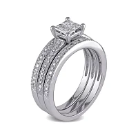 3/8 CT. T.W Diamond 10K White Gold Multi-Top Bridal Ring Set