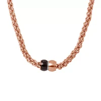 Mens Stainless Steel and Rose-Tone IP Braided Chain