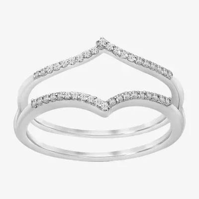 Womens 1/7 CT.T.W. Natural Diamond 10K or 14K White Gold Ring Guard