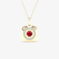 Mens 1/6 CT. T.W. Lead Glass-Filled Red Ruby 10K Gold Square Pendant Necklace