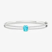 Genuine Blue Topaz Sterling Silver Bangle Bracelet