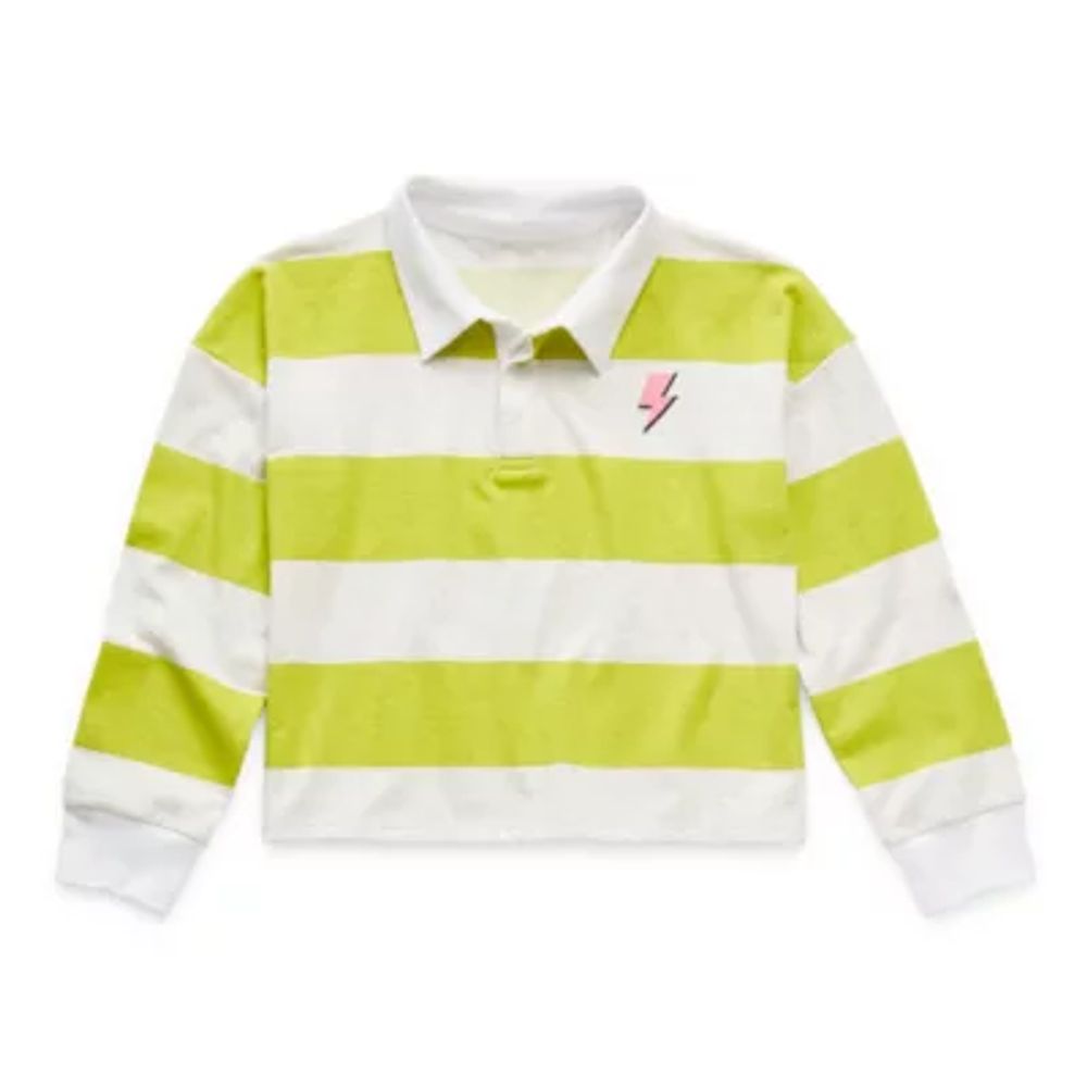 Thereabouts Little & Big Girls Point Collar Long Sleeve Rugby Shirt