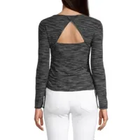 by&by Juniors Womens Round Neck Long Sleeve Top