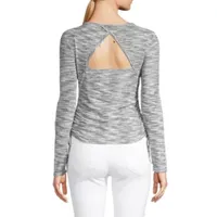 by&by Juniors Womens Round Neck Long Sleeve Top