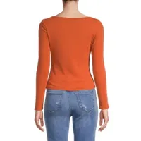 a.n.a Womens Square Neck Long Sleeve T-Shirt