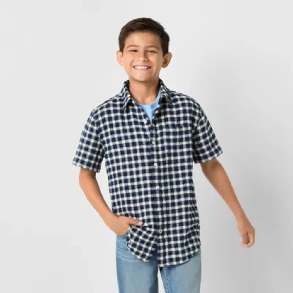 Thereabouts Little & Big Boys Short Sleeve Button-Down Shirt