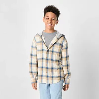 Thereabouts Little & Big Boys Hooded Long Sleeve Flannel Shirt